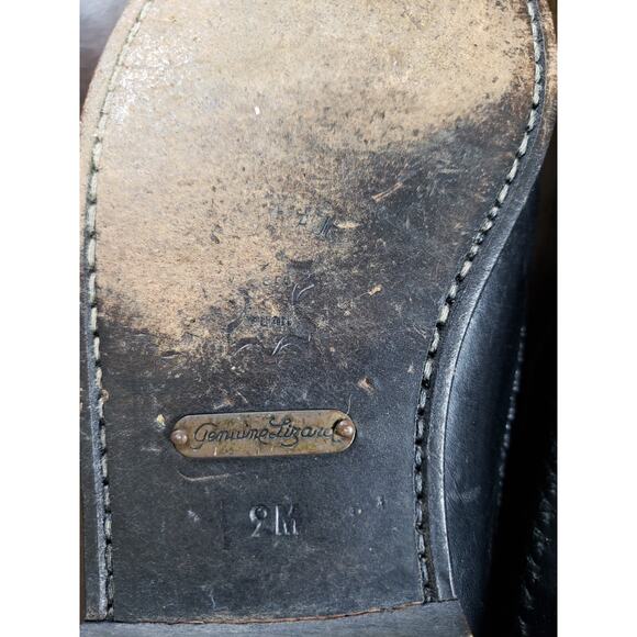 Paolo De Marco Loafers Sz 9 Mens Black Slip On Leather Genuine Lizard Spain main image 4